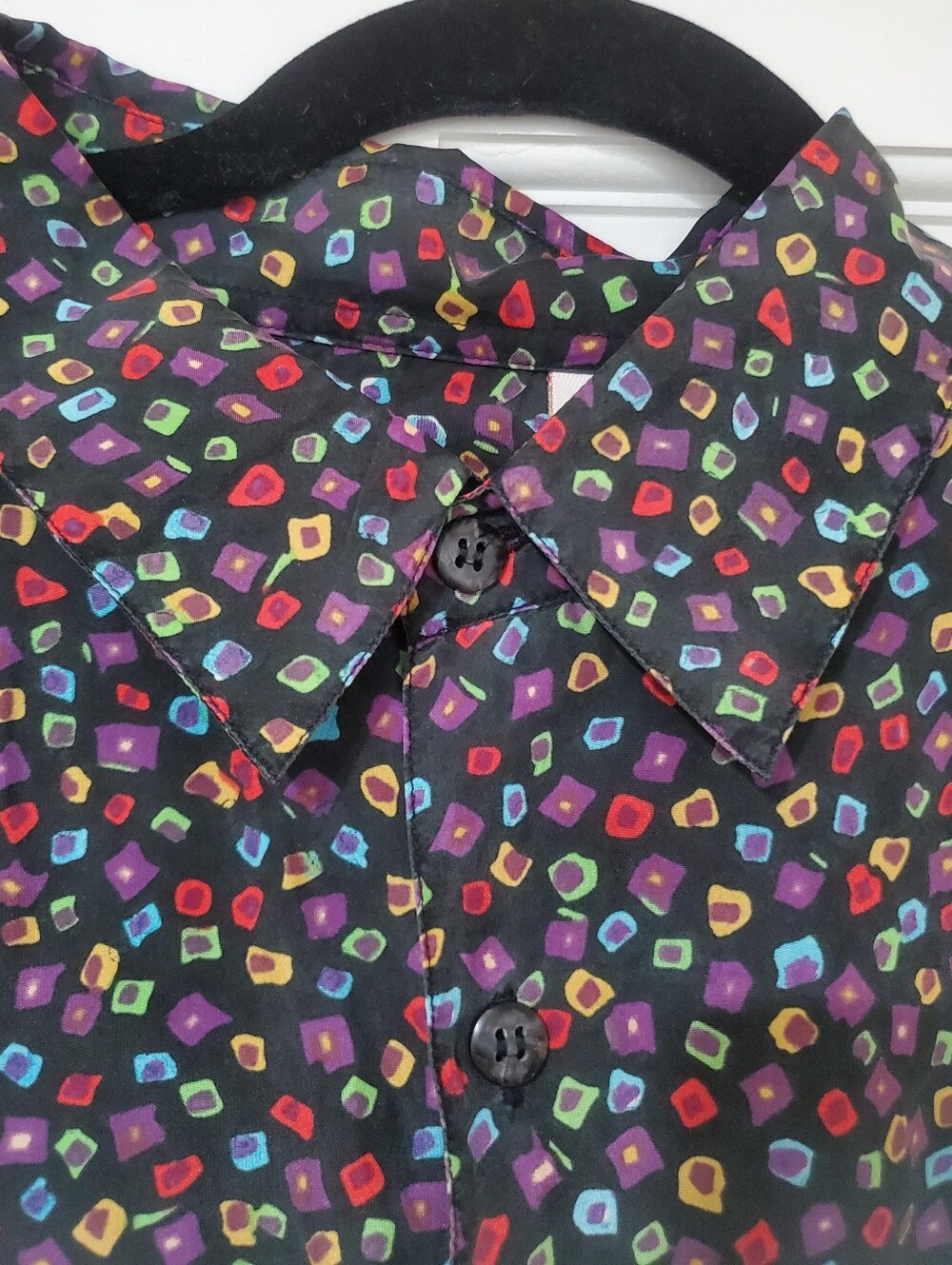 Summa Men's Vintage 100% Silk Button Down Shirt Size L Multicolor Mosaic - Picture 2 of 6